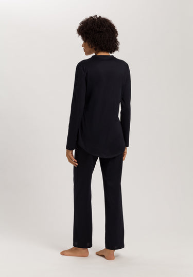 Cotton Deluxe Button Front Pajama Set | Black 77956-019